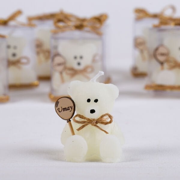 Ayıcık Mum - Asetat Kutuda Ahşap Etiketli