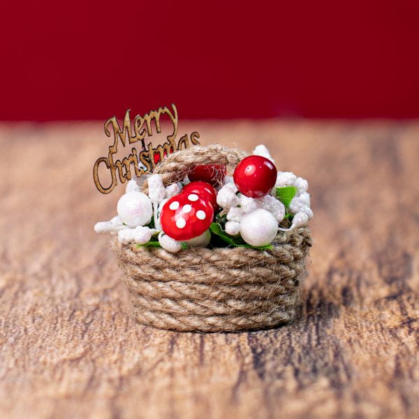 Dekoratif Mini Jüt Sepet - Beyaz