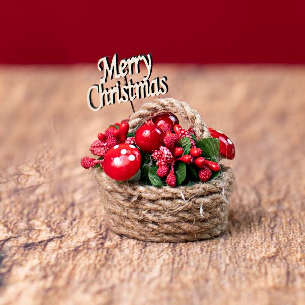 Dekoratif Mini Jüt Sepet - Kırmızı