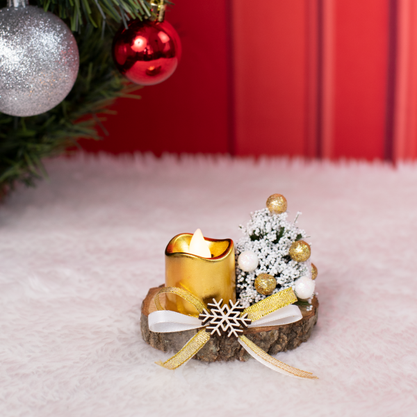 Ahşap Kaideli Led Mum DC002