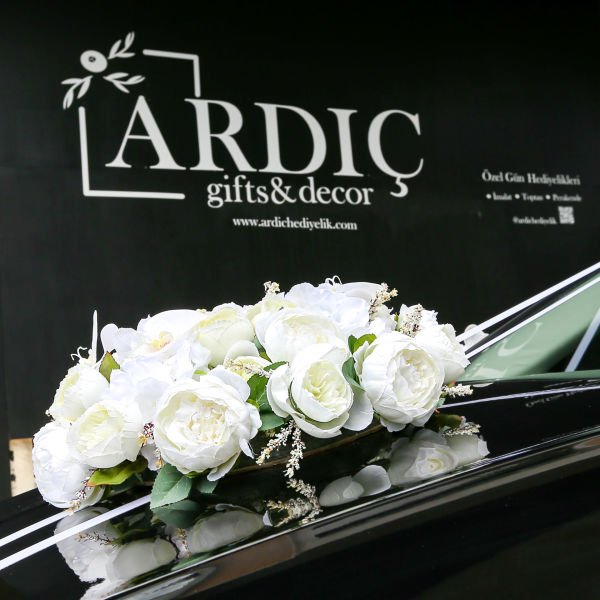 Gelin Arabası / Düğün Aracı Süsleme - Beyaz Orkide