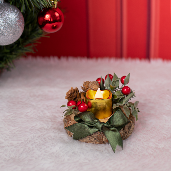 Ahşap Kaideli Led Mum DC005