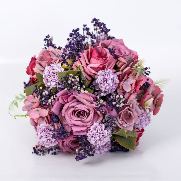 Nişan Çiçeği - Pembe Gül Lila Ortanca