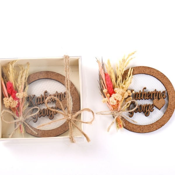 Çiçekli Ahşap Magnet - Kutulu