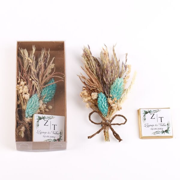 Kraft Kutulu Mini Buket ve Çikolata