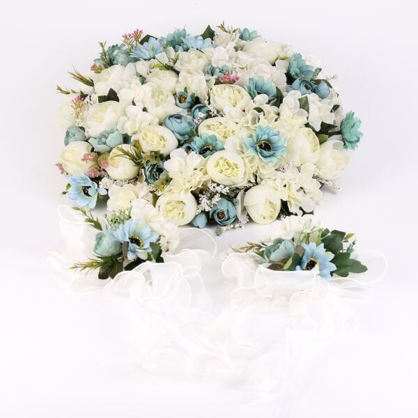 Gelin Arabası Süsleme Set - Mavi Beyaz