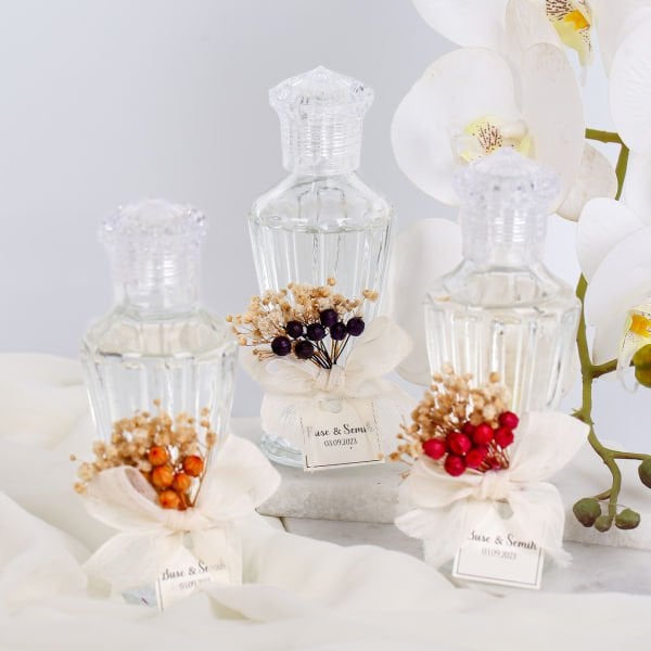 Hürrem Cam Şişe Kolonya 100 cc - Beyaz Kurdele