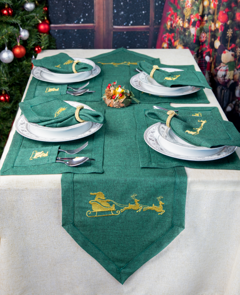 Yılbaşı Sofra Seti - Yeşil - TT003 - 4 Kişilik