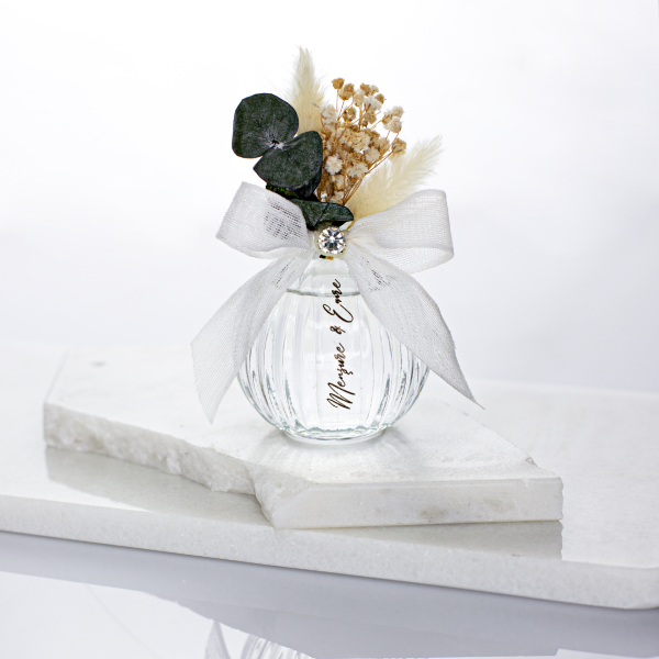 Çizgili Yuvarlak Cam Şişe Kolonya