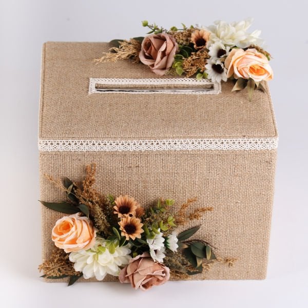 Takı Kutusu - Çiçekli & Jüt & Koton Dantel