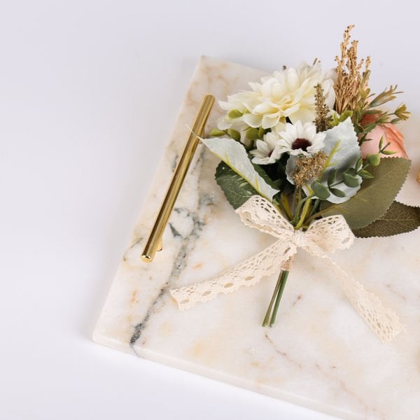 Mini Çiçek Buketi - Tepsi Süsü - Gül ve Kasımpatı