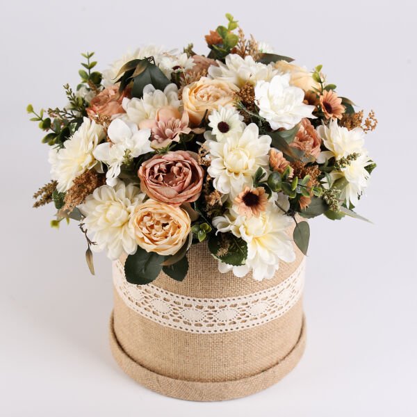 İsteme Çiçeği - Jüt Kutu & Koton Dantel