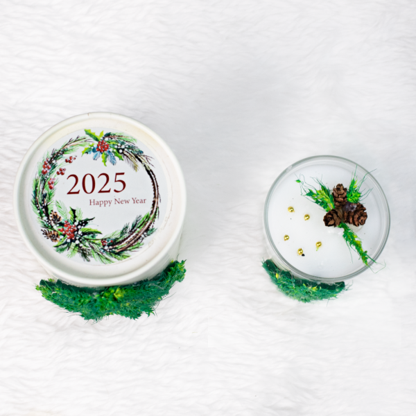 Yılbaşı Büyük Cam Bardak Mum - CN006