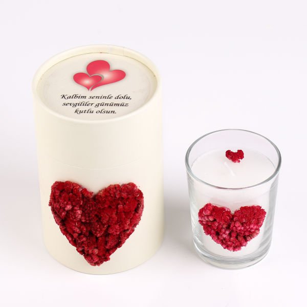 Kalpli Cam Bardak Mum - Silindir Kutulu