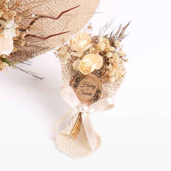 Krem Güllü Mini Buket Magnet