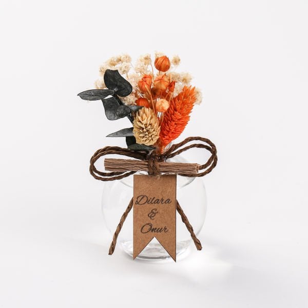 Balon Şişe - Kolonya - Turuncu Çiçekli