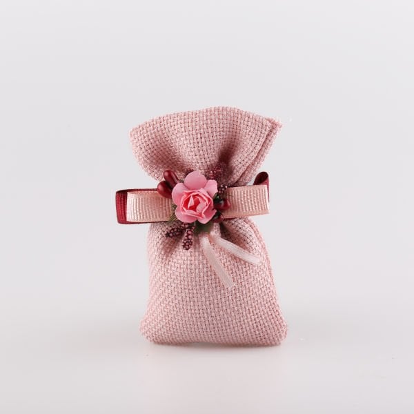 Kağıt Güllü Küçük Linen Kese - 10'lu Paket