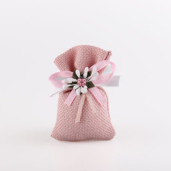 Uğur Böcekli Küçük Linen Kese - 10'lu paket