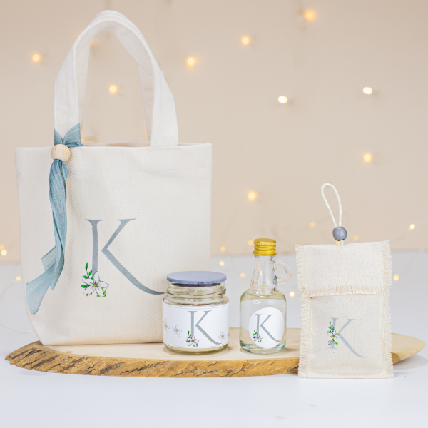 Kanvas Çantalı Baş Harf Baskılı Set