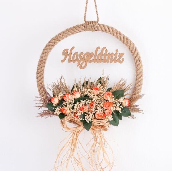 Jüt Halatlı Kapı Süsü - Hoşgeldiniz