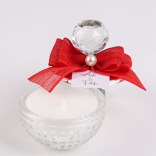 Baklava Desen Yuvarlak Cam Şekerlik Mum