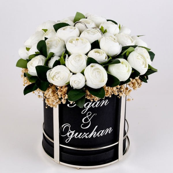 Çiçek - Çikolata Set ( Gümüş-Siyah)