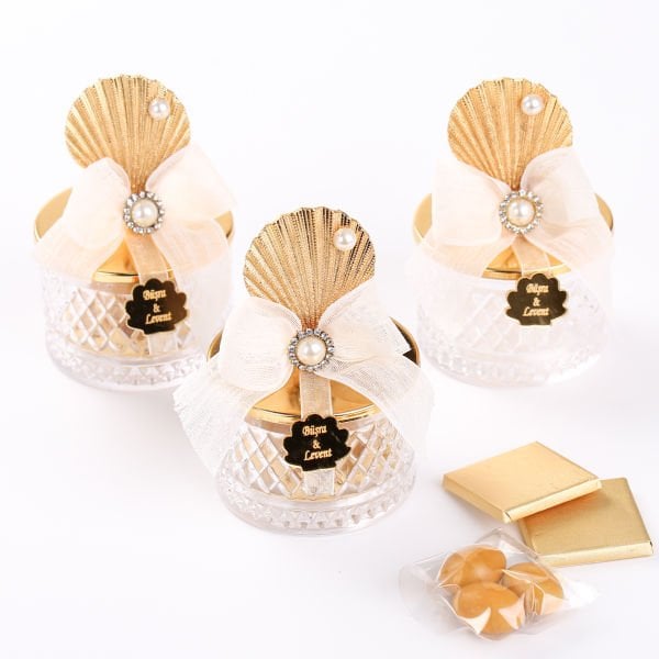 Metal İstiridye Tepeli Kristal Drajelik