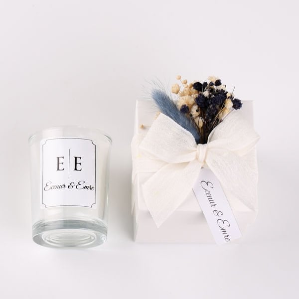 Cam Bardak Mum - Beyaz Kutulu