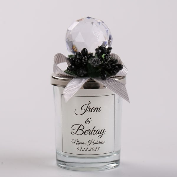 Akrilik Tepeli Cam Bardak Mum