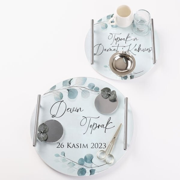 Pileksi Damat Kahvesi ve Söz Tepsi Seti 2li