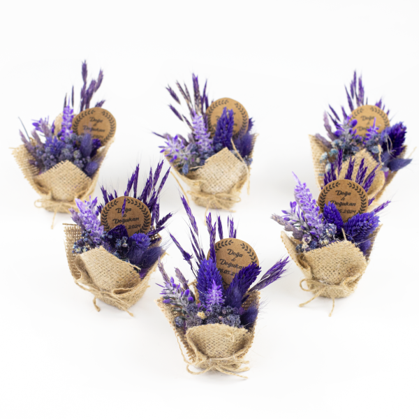 Jütlü Saksıda Mini Buket Magnet- Mavi