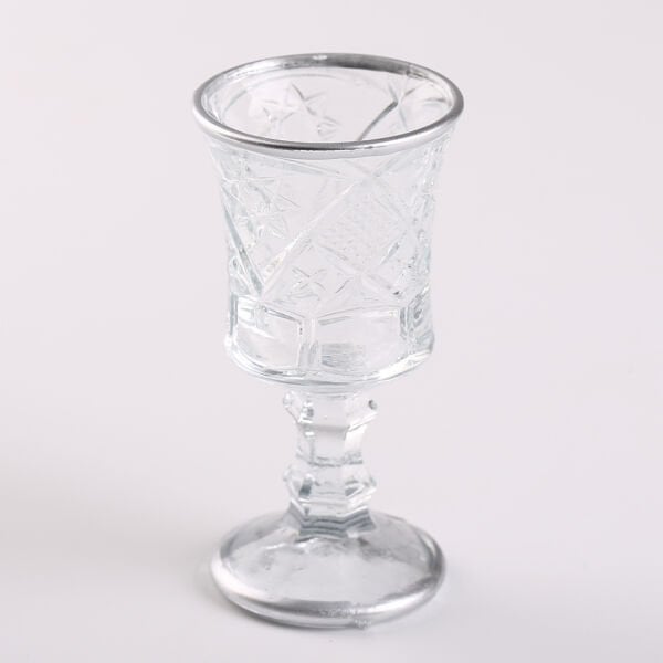 Kahve Yanı Kesme Su Bardağı - Gümüş Detaylı