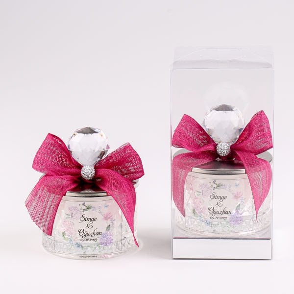 Kristal Tepeli Baklava Desen Cam Şekerlik Mum