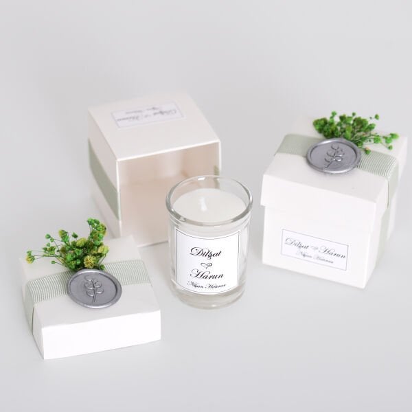 Cam Bardak Mum - Beyaz Kutu