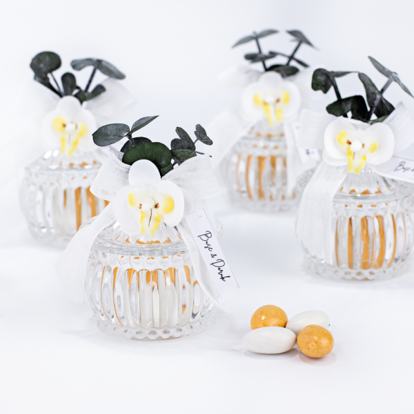 Orkide Süslü Cam Şekerlik / Drajelik