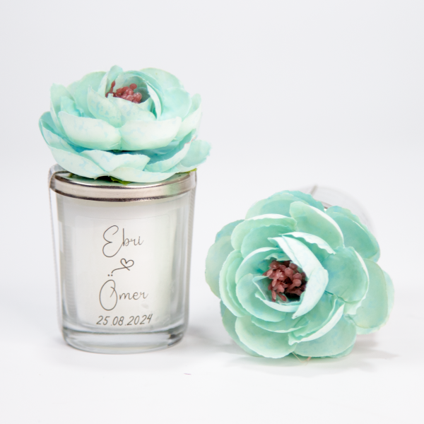 Çiçekli Bardak Mum