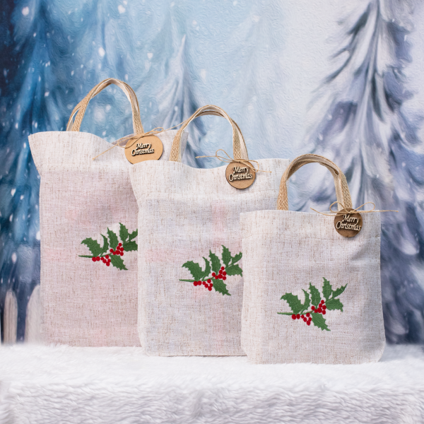 Nakışlı Jüt Çanta Yılbaşı Konseptli - EB001
